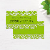 Green Damask Wedding Drink Voucher for Reception (Desk)