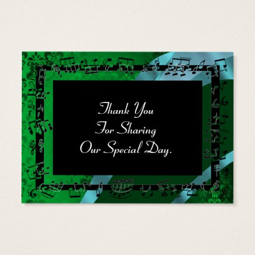 Green damask wedding favor thank you tag