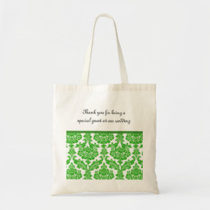 green damask wedding gifts tote bag