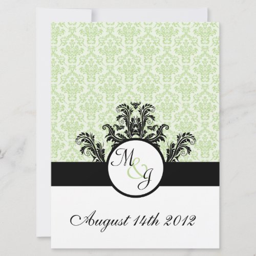 Green Damask Wedding Custom Announcement