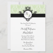 Green Damask Wedding Invitation (Back)