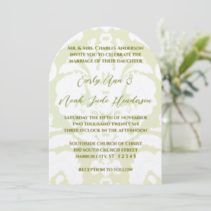 Green Damask Wedding Invitations