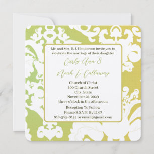 Green Damask Wedding Invitations
