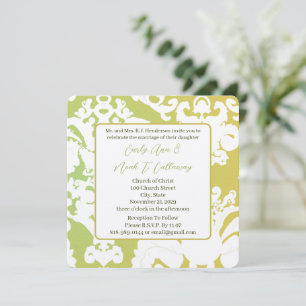 Green Damask Wedding Invitations