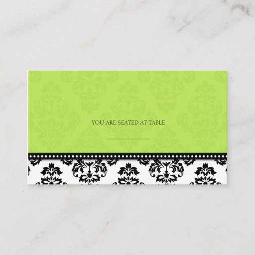 Customizable Green Damask Wedding Placecards Business Card