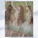 Green Dancers by Edgar Degas, Vintage Ballet Art Jigsaw Puzzle<br><div class="desc">Green Dancers (c.1885) by Edgar Degas is a vintage impressionism fine art portrait painting featuring three ballet dancers dressed in green tutu dresses with big pink bows. The girls have long, flowing brunette hair. About the artist: Edgar Degas (1834-1917) is regarded as one of the founders of Impressionism although he...</div>