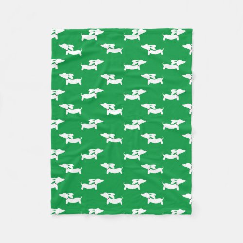 Green Dancing Dachshunds Fleece Blanket Design