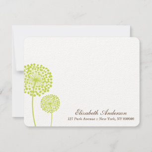 Green Dandelions Flat Note Cards