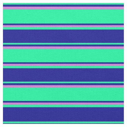 Green, Dark Blue, and Orchid Pattern of Stripes Fabric