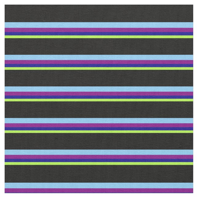 Green, Dark Blue, Purple, Light Sky Blue & Black Fabric (Close Up)