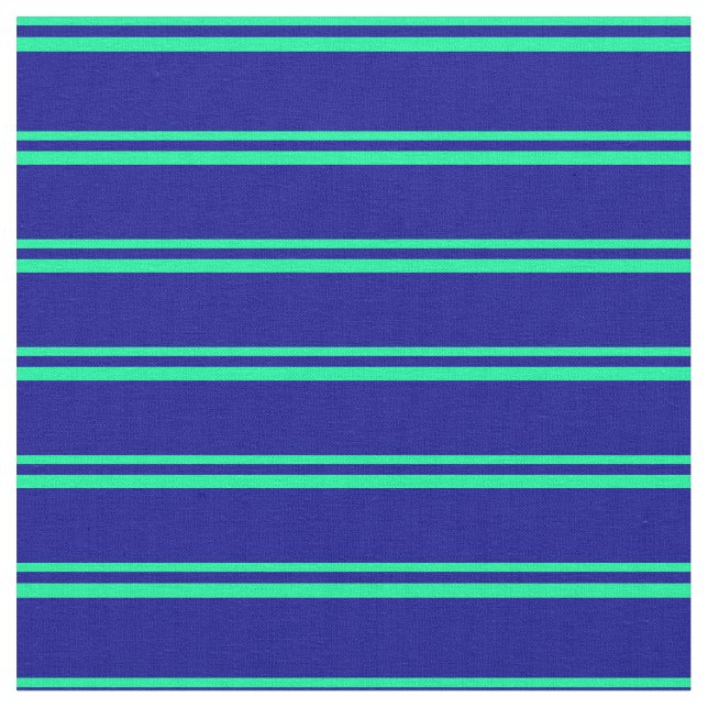 Green & Dark Blue Striped Pattern Fabric (Close Up)