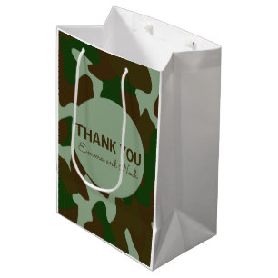 Green & Dark Brown Camouflage Thankyou Medium Gift Bag