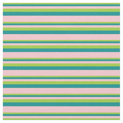Green, Dark Cyan, and Pink Stripes Fabric