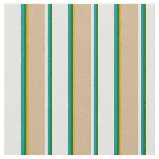 Green, Dark Cyan, Light Yellow, Tan & Goldenrod Fabric