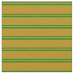 [ Thumbnail: Green & Dark Goldenrod Lined Pattern Fabric ]