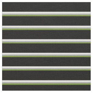 Green, Dark Gray, White & Black Lines Fabric