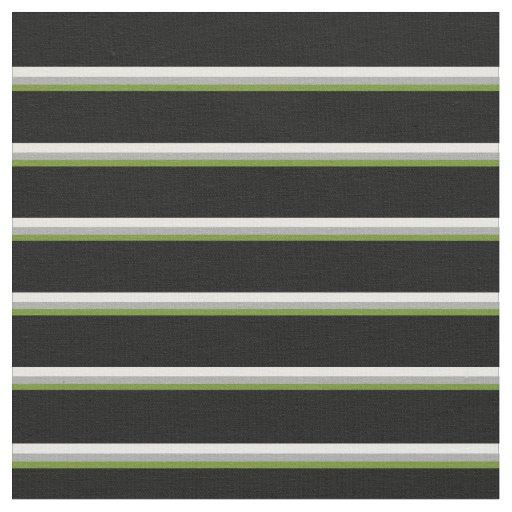 Green, Dark Gray, White & Black Lines Fabric