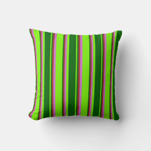 Green, Dark Green, Brown, and Orchid Colored Throw Pillow
