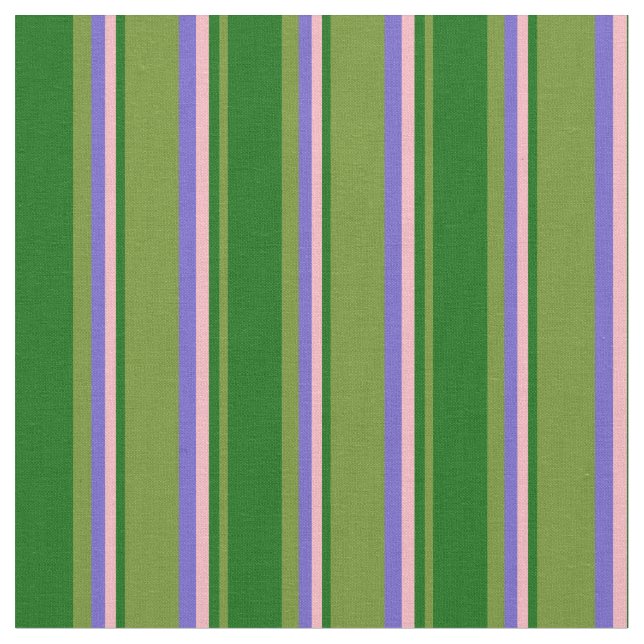 Green, Dark Green, Light Pink, and Slate Blue Fabric (Close Up)