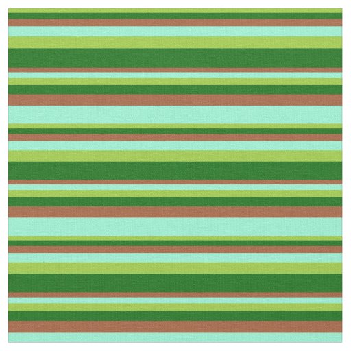 Green, Dark Green, Sienna & Aquamarine Pattern Fabric