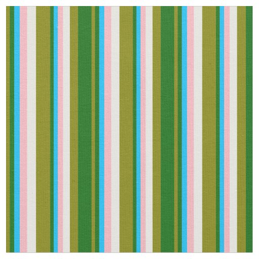 Green, Dark Green, Sky Blue, Light Pink & White Fabric