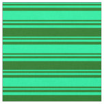 [ Thumbnail: Green & Dark Green Striped Pattern Fabric ]