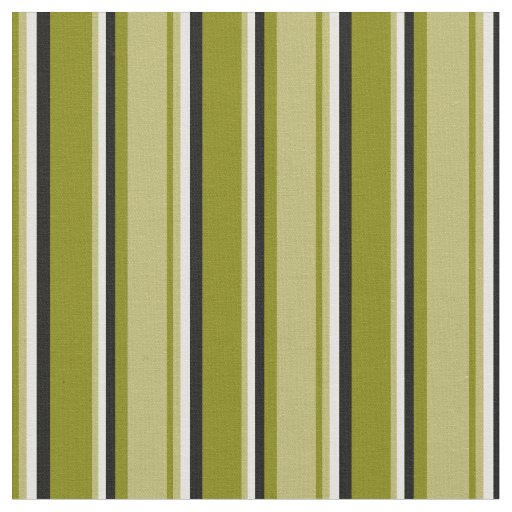 Green, Dark Khaki, Light Yellow, and Black Lines Fabric