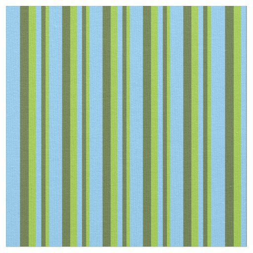 Green, Dark Olive Green & Light Sky Blue Lines Fabric