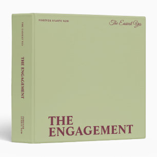Green & Dark Red Elegant Engagement Photo Album 3 Ring Binder