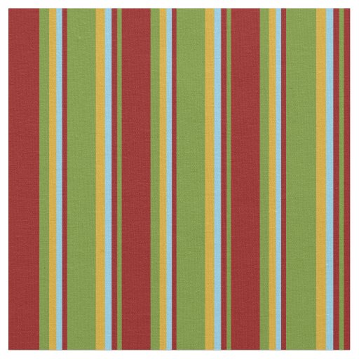 Green, Dark Red, Sky Blue & Goldenrod Lines Fabric