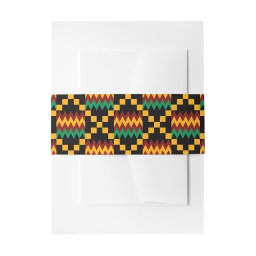 Green Dark Red Yellow Kente Wedding Invitation Invitation Belly Band