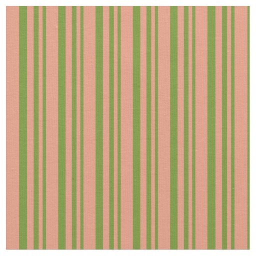 Green & Dark Salmon Lines/Stripes Pattern Fabric