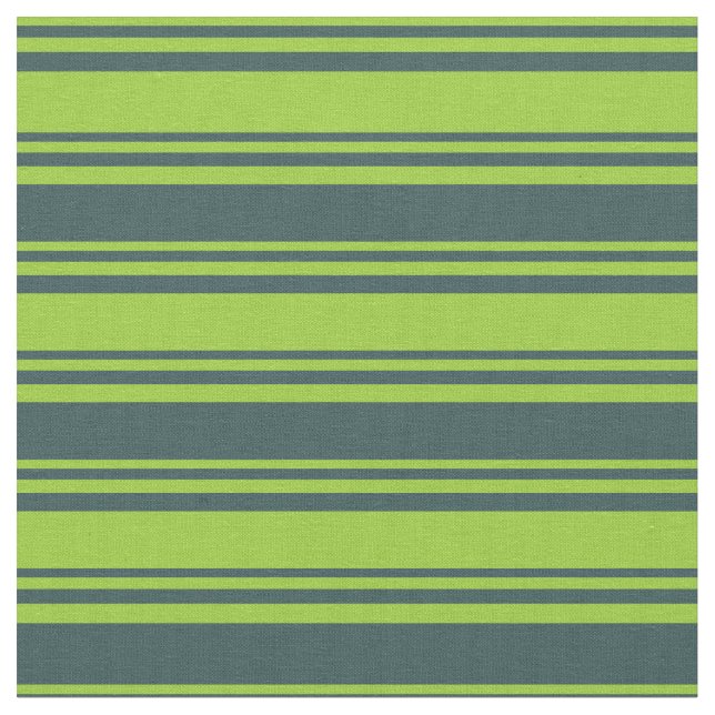 Green & Dark Slate Gray Stripes Pattern Fabric (Close Up)