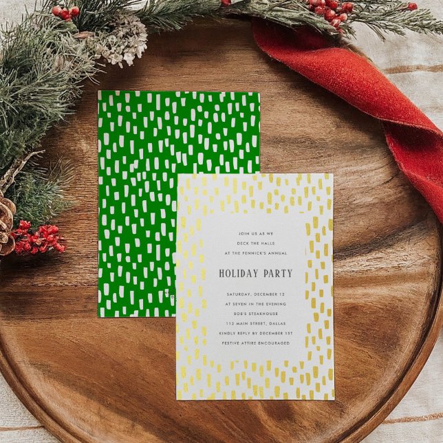 Green Dashingly Golden Holiday Party Gold Foil Invitation (Green Dashingly Golden Holiday Party Gold Foil Invitation)