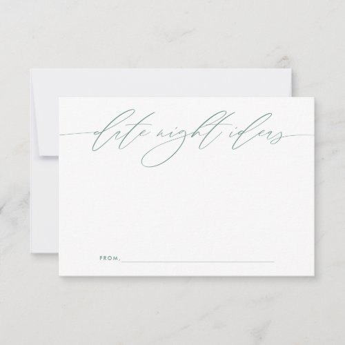 Green Date Night Ideas Newlywed Keepsake Card