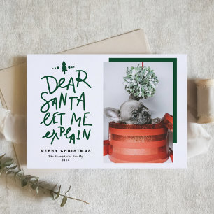 Green Dear Santa Let Me Explain Photo Christmas Holiday Card