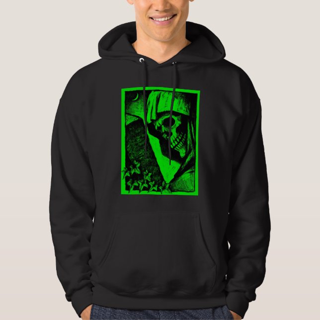 Green Death Head Halloween T-Shirt Hoodie (Front)
