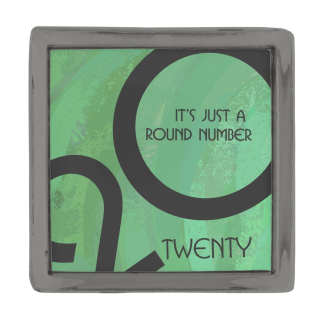 Green Decade 20th Birthday Gunmetal Finish Lapel Pin (Front)