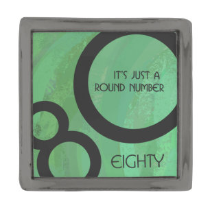 Green Decade 80th Birthday Gunmetal Finish Lapel Pin