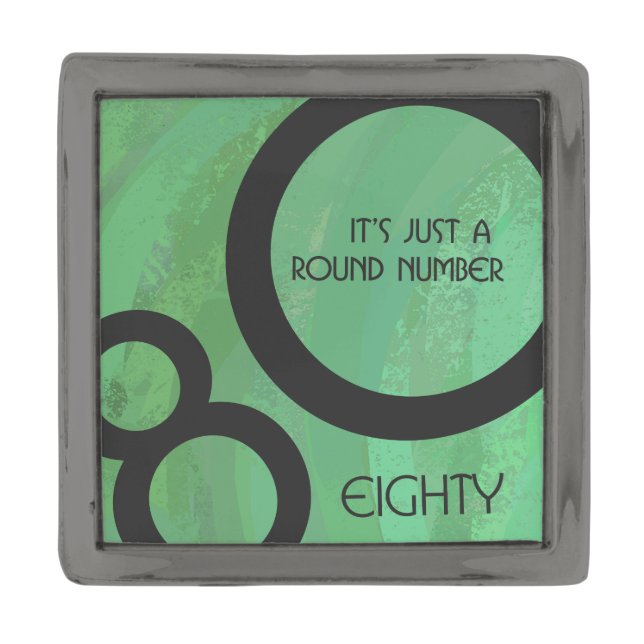 Green Decade 80th Birthday Gunmetal Finish Lapel Pin (Front)
