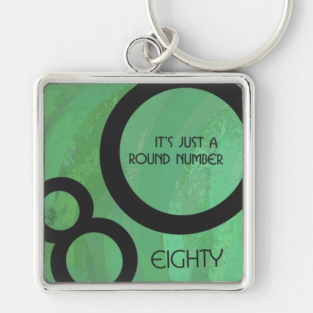 Green Decade 80th Birthday Keychain (Front)