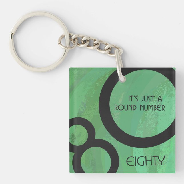 Green Decade 80th Birthday Keychain (Front)
