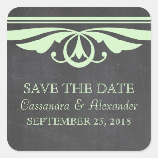 Green Deco Chalkboard Save the Date Stickers