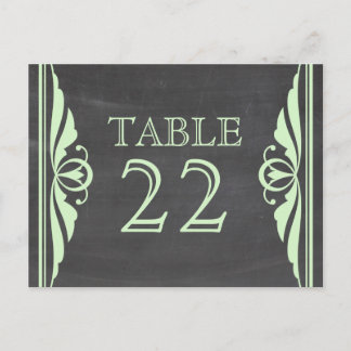 Green Deco Chalkboard Table Number Postcard