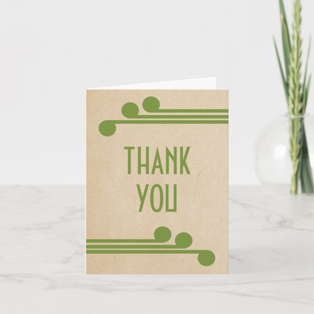 Green Deco Chic Thank You Card (Front)