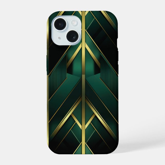 Green Deco iPhone 15 Case (Back)