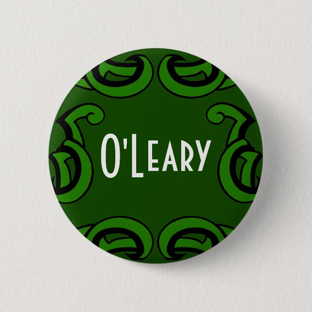 Green Deco Name Tag Pinback Button (Front)