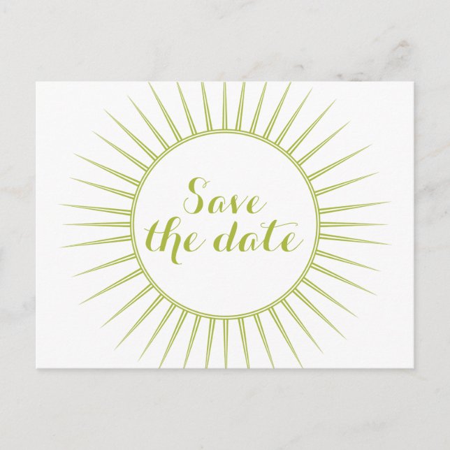 Green Deco Retro Save the Date Postcard (Front)