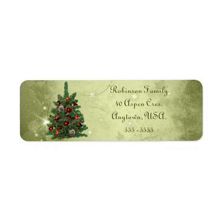 Green Decorated Christmas Tree Address Labels Zazzle