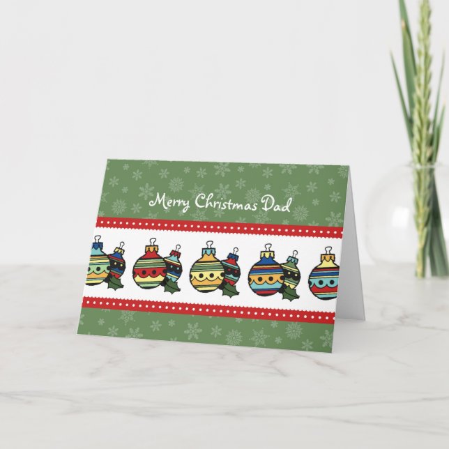 Green Decorations Dad Merry Christmas Card (Front)